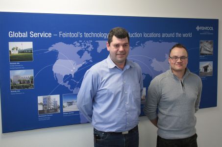 Konstruktionsleiter Alexander Kaufmann (l.) und CAD-Administrator Sven Faber von Feintool System Parts.