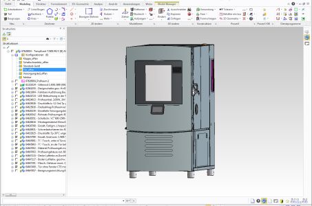 Screenshot einer Anlage im Programm Creo Elements/Direct Modeling